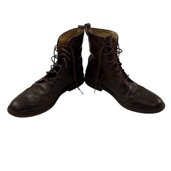 Frye James Lug Wingtip Leather Lace up Boots Men 8.5B Brown Ankle 76001 main image 4